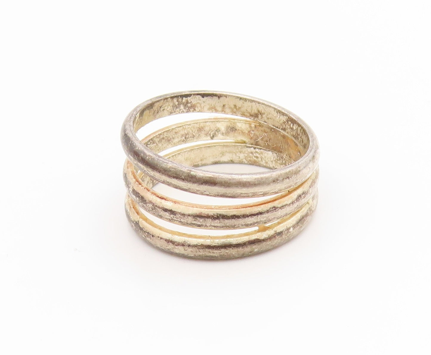925 Sterling Silver Vintage Ring Chunky Triple Row Wide Band  Sz 7.5  RG34511