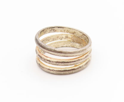 925 Sterling Silver Vintage Ring Chunky Triple Row Wide Band  Sz 7.5  RG34511