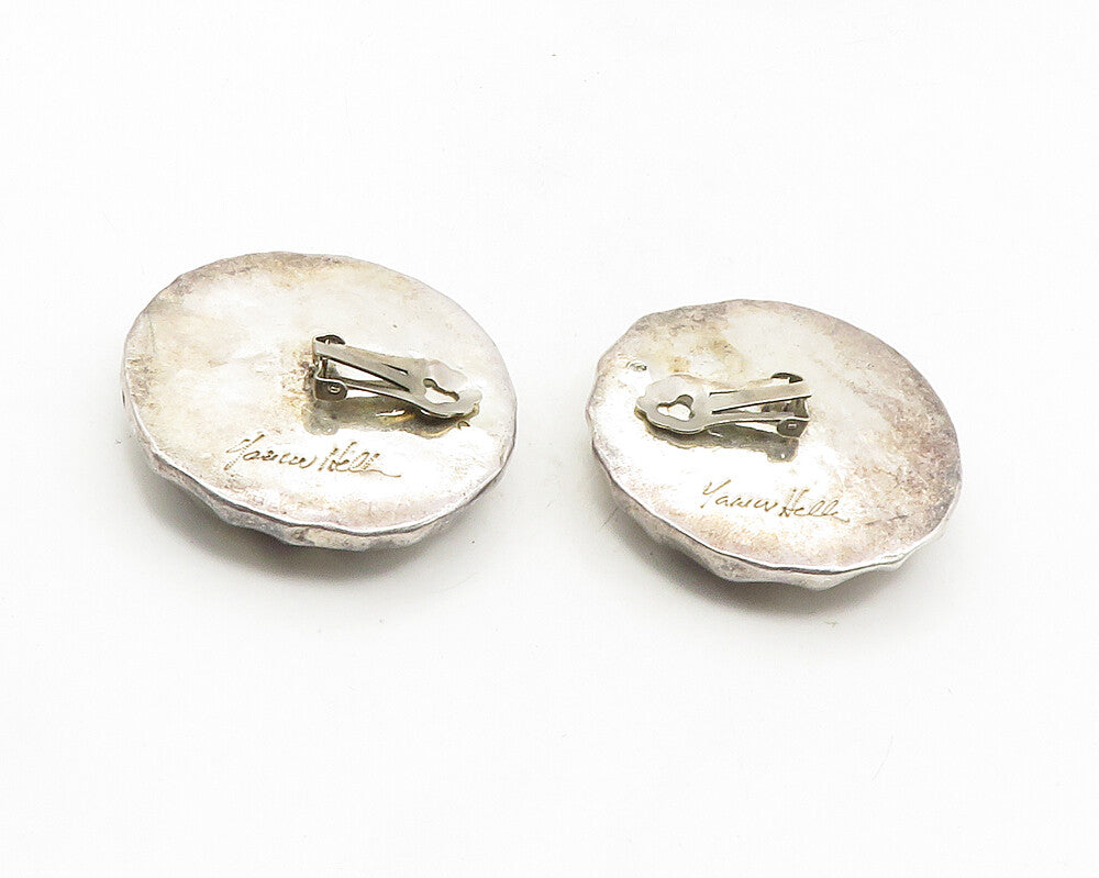 DESIGNER 925 Silver  Vintage Large Sculpted Hollow Non Pierce Earrings  EG5207
