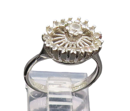 PANETTA 925 Silver  Vintage Spiked Flower White Topaz Ring Sz 6.25  RG27038