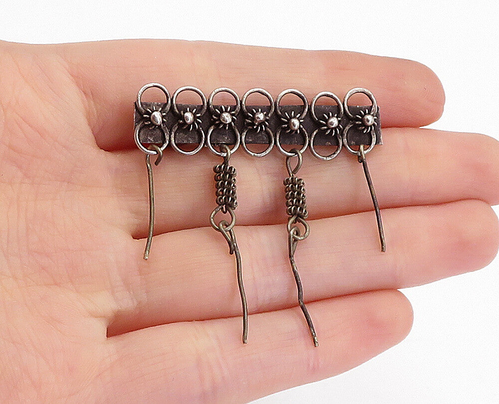 ISRAEL 925 Sterling Silver  Vintage Oxidized Dangling Twist Brooch Pin  BP1583