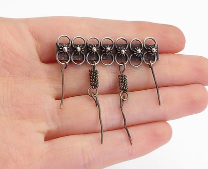 ISRAEL 925 Sterling Silver  Vintage Oxidized Dangling Twist Brooch Pin  BP1583