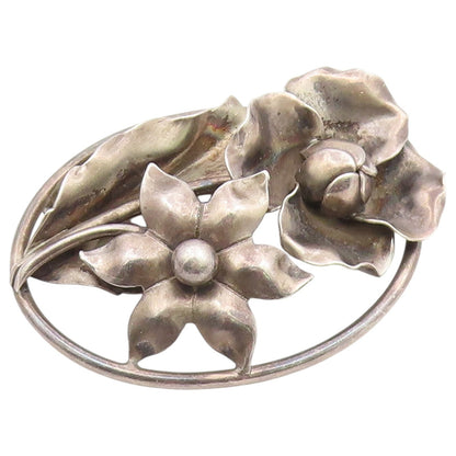 925 Sterling Silver Vintage Brooch Pin GEORG JENSEN Classic Floral Frame BP12624