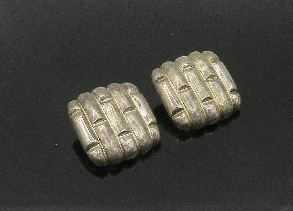 925 Sterling Silver  Vintage Brick Layer Pattern Square Drop Earrings  EG10548