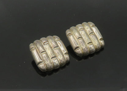 925 Sterling Silver  Vintage Brick Layer Pattern Square Drop Earrings  EG10548