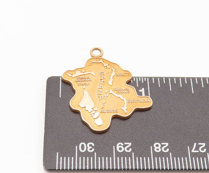 10K GOLD  Vintage Bahama Island Shaped Map Drop Pendant  GP642