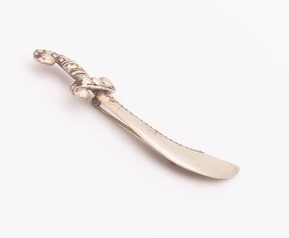 925 Sterling Silver Vintage Brooch Pin Antique Solid Carved Sward  BP10761