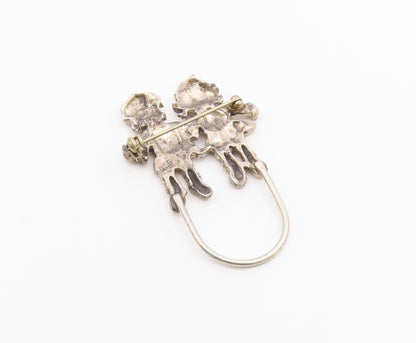 925 Sterling Silver  Vintage Shiny Girl & Boy Jumping Rope Brooch Pin  BP7372