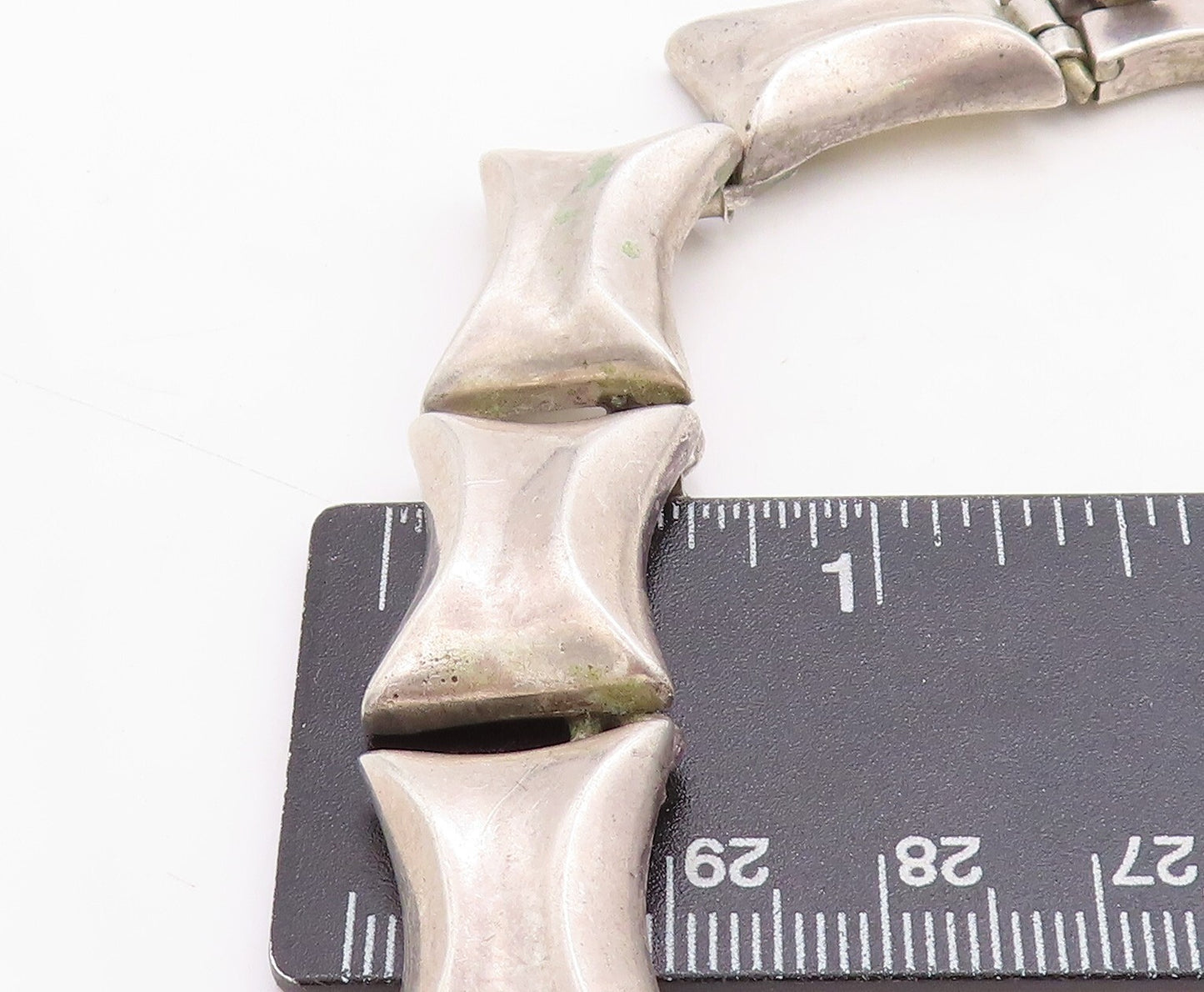 MEXICO 925 Sterling Silver Vintage Heavy Concave Hinge Chain Necklace NE1748