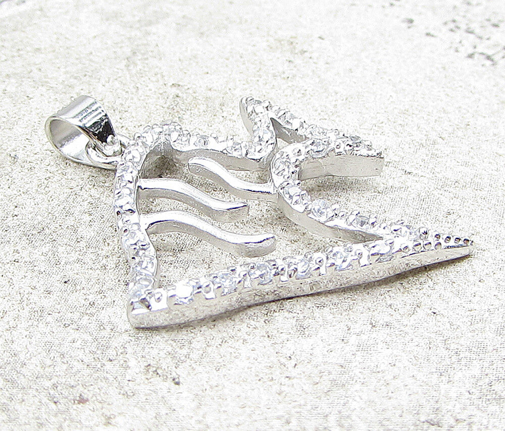 925 Sterling Silver  White Cubic Zirconia Swimming Fish Drop Pendant  PT1366