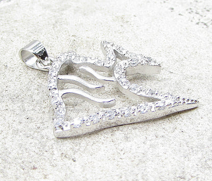 925 Sterling Silver  White Cubic Zirconia Swimming Fish Drop Pendant  PT1366