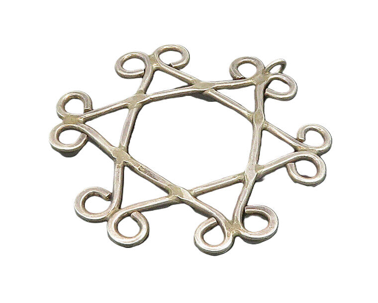 925 Sterling Silver  Vintage Dark Tone Open Design Drop Pendant  PT15763