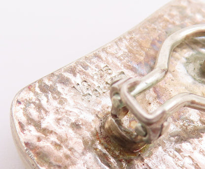 925 Sterling Silver Vintage Earrings POLAND Amber Geometric Omega Back  EG14451