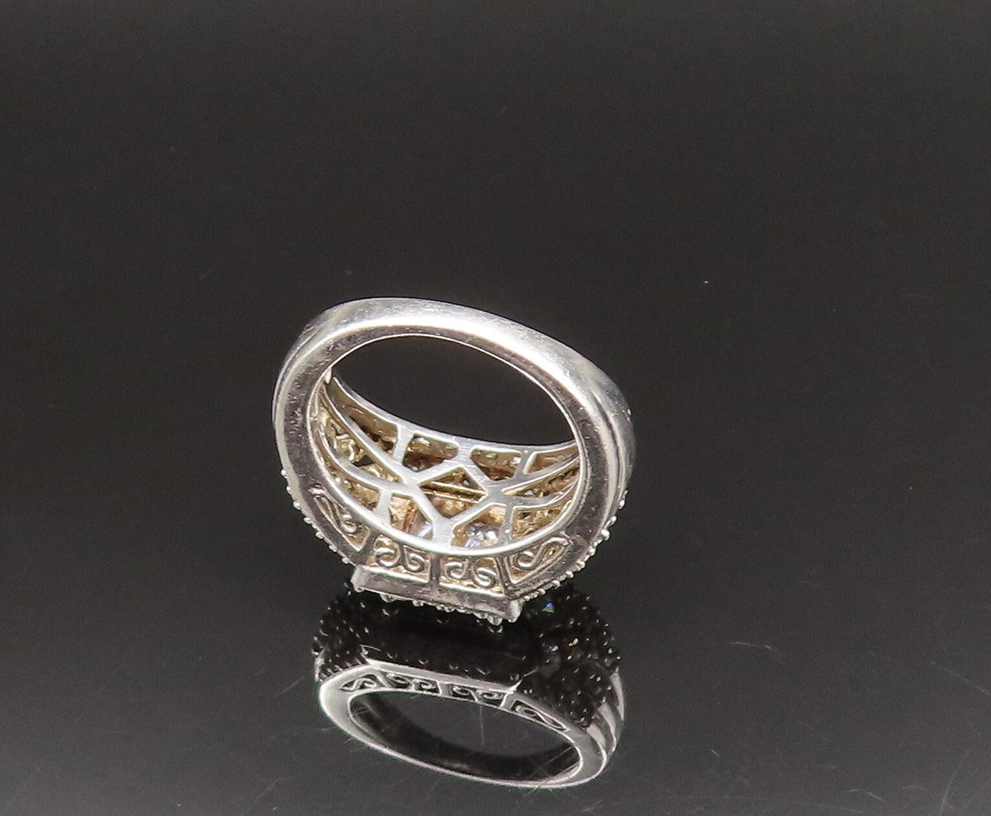 925 Silver  Vintage Multi Square & Round Cubic Zirconia Ring Sz 8.5  RG25665