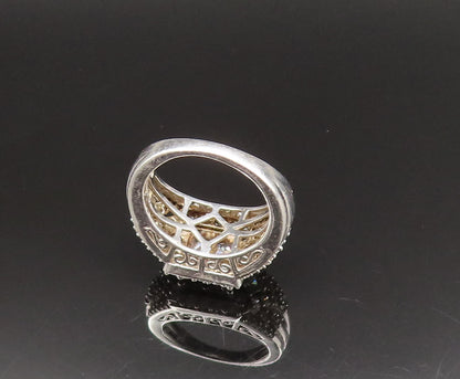 925 Silver  Vintage Multi Square & Round Cubic Zirconia Ring Sz 8.5  RG25665