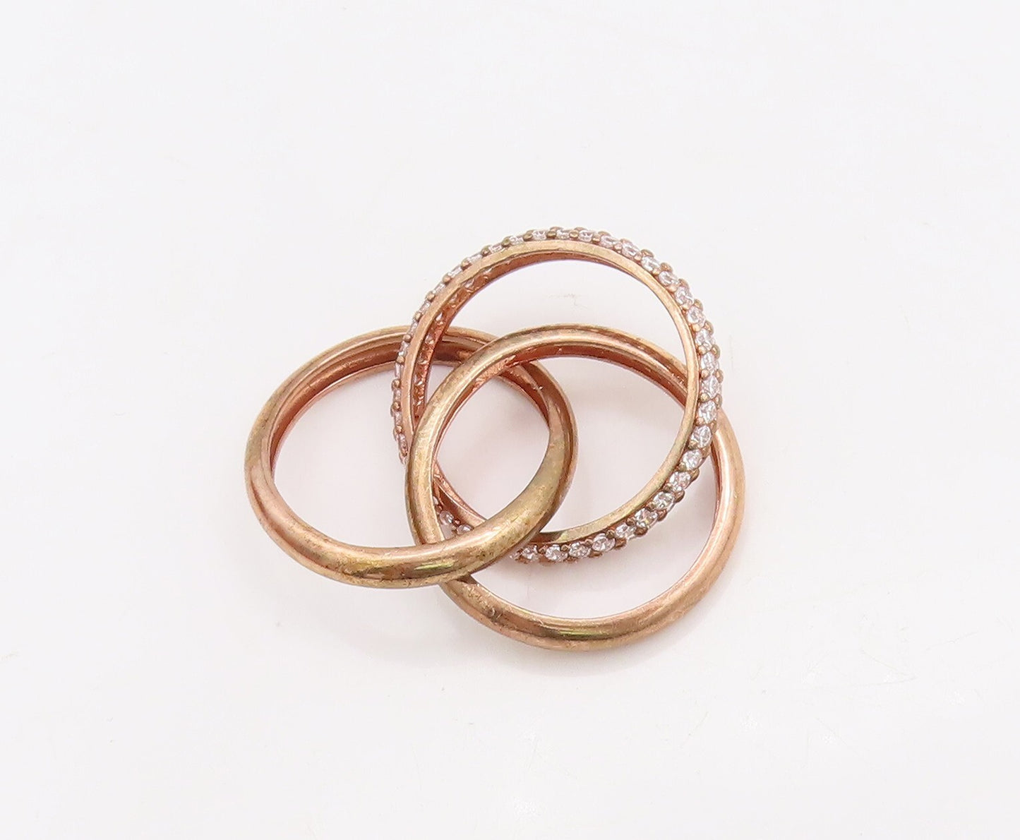925 Sterling Silver Vintage Ring Rose Gold Plated CZ Inlay Rings  Sz 7  RG29881