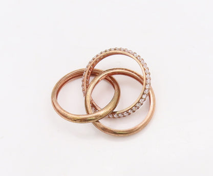 925 Sterling Silver Vintage Ring Rose Gold Plated CZ Inlay Rings  Sz 7  RG29881