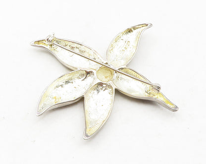925 Sterling Silver  Vintage Shiny Single Flower Motif Brooch Pin  BP4530
