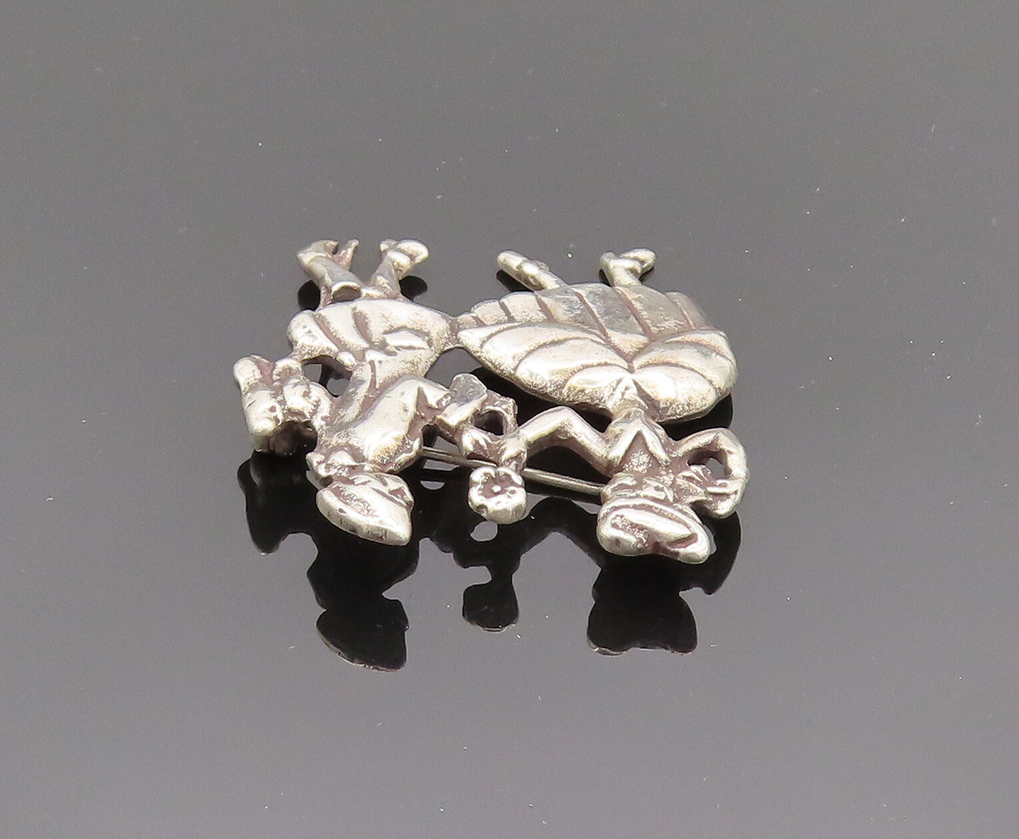 925 Silver  Vintage Antique Man Giving Flower Romantic Brooch Pin  BP10151