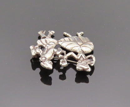 925 Silver  Vintage Antique Man Giving Flower Romantic Brooch Pin  BP10151