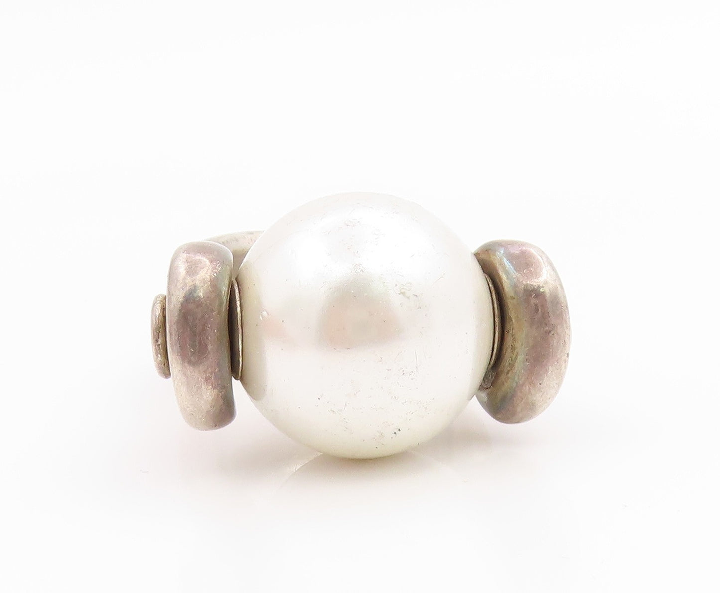 925 Sterling Silver Vintage Ring UNO DE 50 Modernist Pearl Band  Sz 7  RG35560