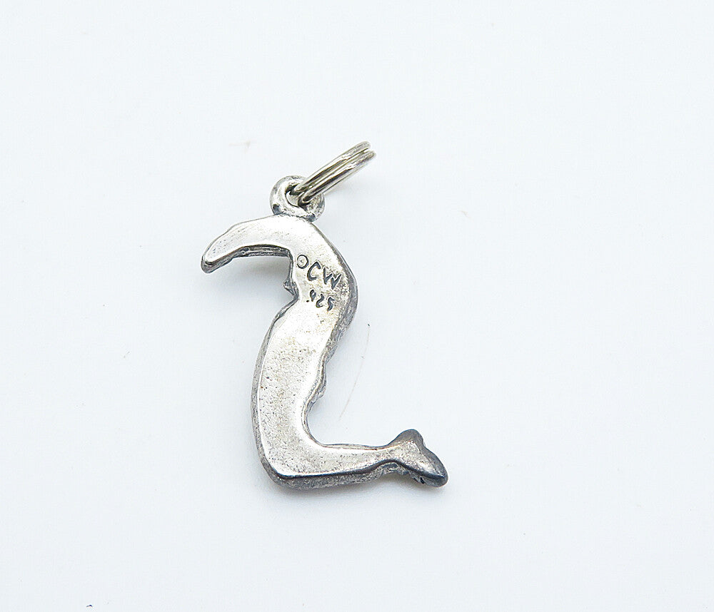 925 Sterling Silver  Vintage Petite Dark Tone Jumping Man Drop Pendant  PT6132