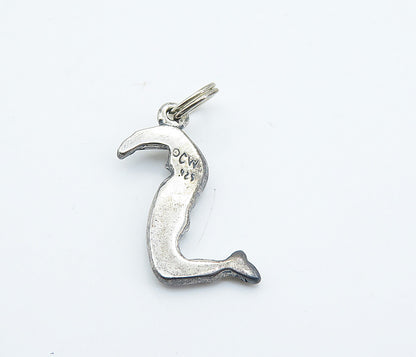 925 Sterling Silver  Vintage Petite Dark Tone Jumping Man Drop Pendant  PT6132