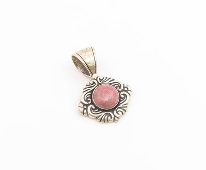 925 Sterling Silver Vintage Pendant CAROLYN POLLACK Rhodonite Charm  PT26555