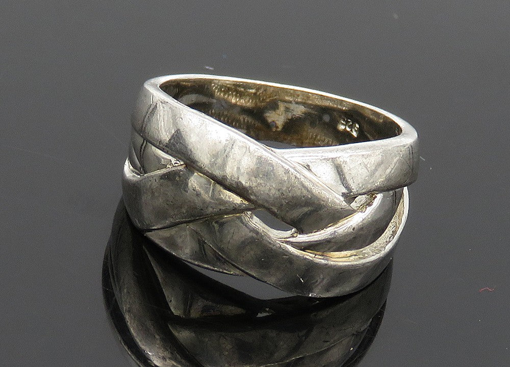 925 Sterling Silver Vintage Shiny Smooth Highway Band Ring  Sz 7.5  RG20615