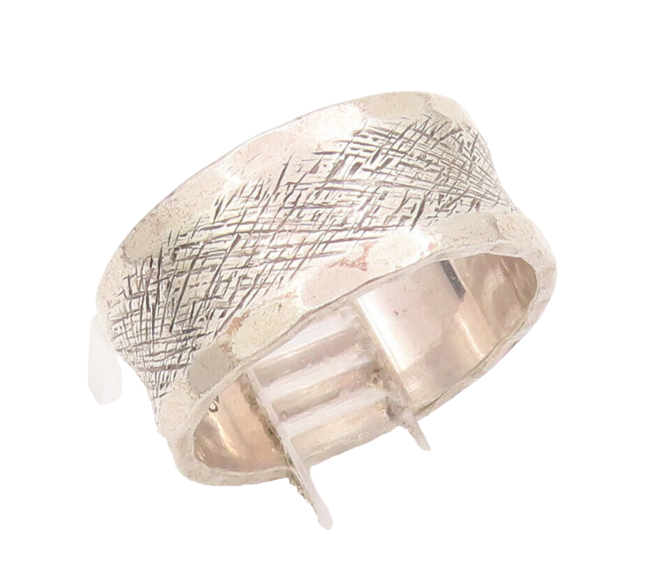 925 Sterling Silver Vintage Ring Minimalist Antique Carved Edge  Sz 6.5  RG28091