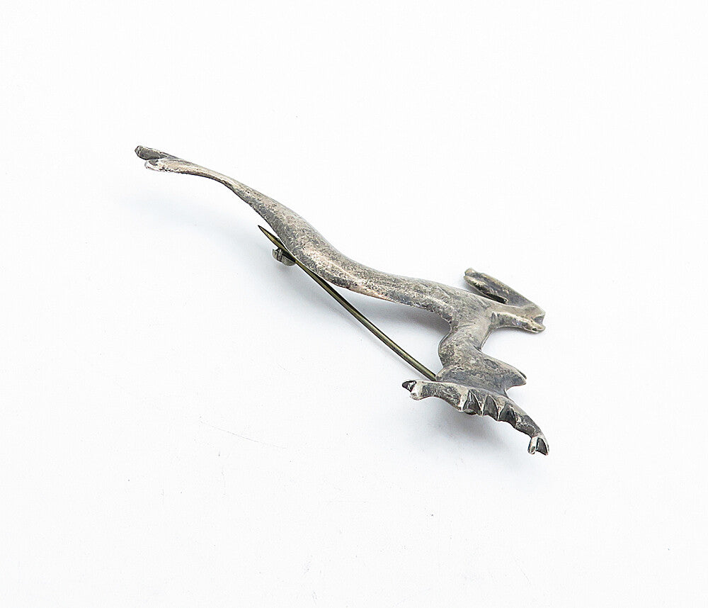 NAVAJO 925 Sterling Silver  Vintage Antique Prancing Deer Brooch Pin  BP1585