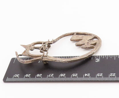 925 Sterling Silver Vintage Brooch CARSI MEXICO Hammered Cat Outline Pin BP11960