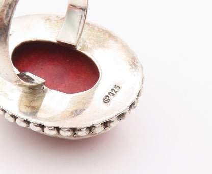 925 Sterling Silver Vintage Ring DOUG PAULUS Large Orange Gemstone Sz 8  RG29138