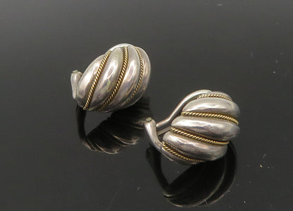TIFFANY & CO. 925 Silver & 14K GOLD  Vintage Flute Twist Drop Earrings EG11161