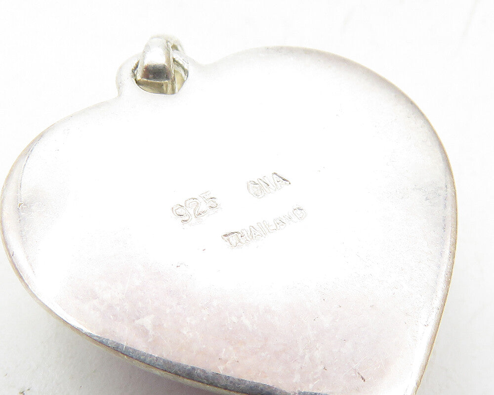 925 Sterling Silver  Shiny Purple Chalcedony Love Heart Drop Pendant  PT7507