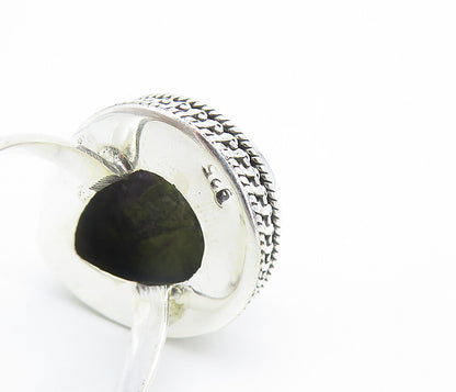 925 Sterling Silver  Cabochon Cut Tear Drop Jasper Cocktail Ring Sz 9  RG8188