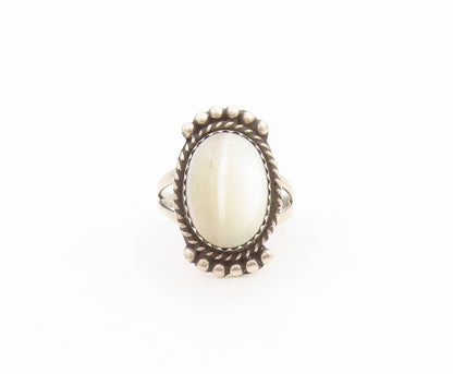 925 Sterling Silver Vintage Ring NAVAJO Moonstone Split Band  Sz 6.5  RG34019