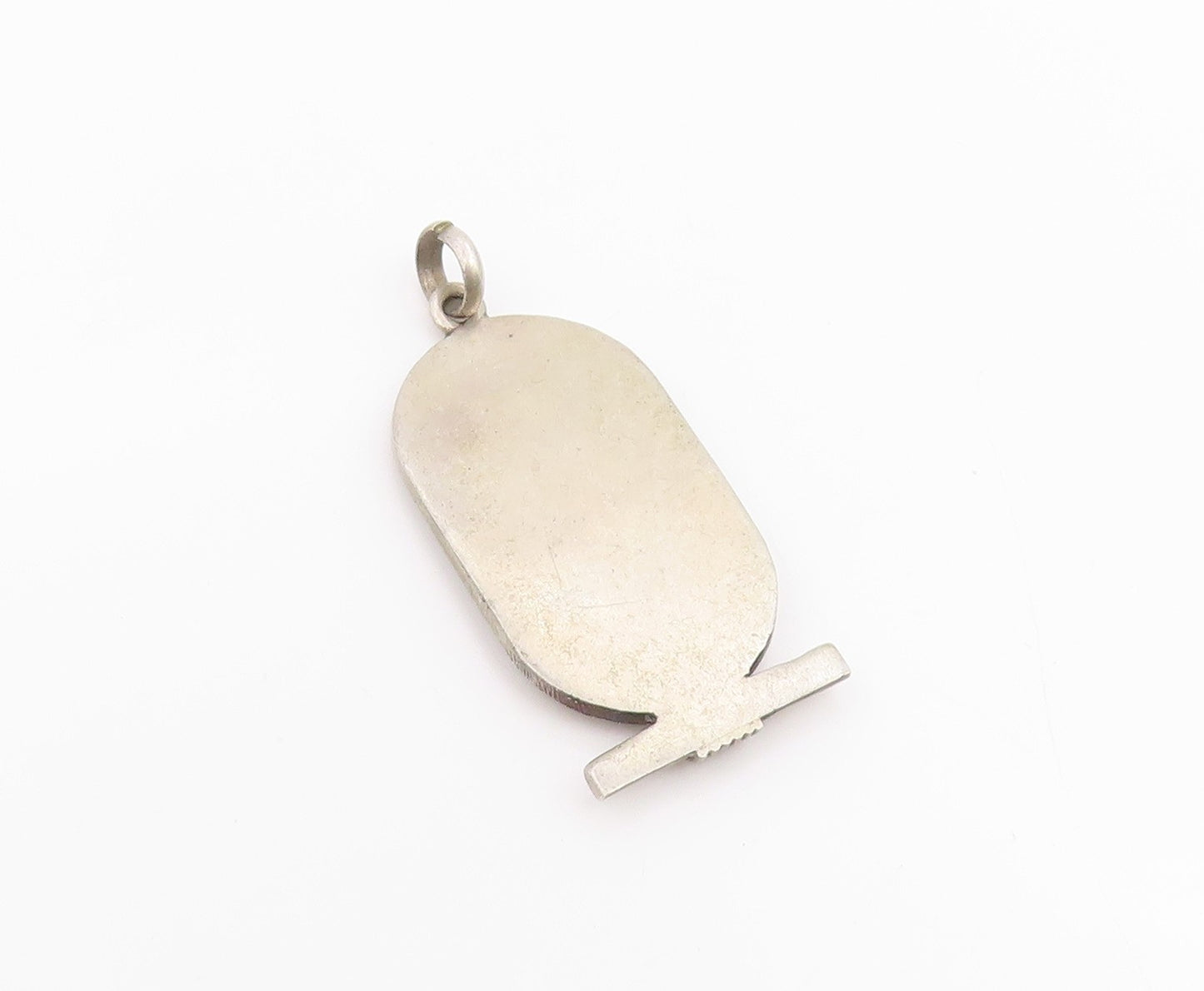 925 Sterling Silver Vintage Pendant MIDDLE EAST Carved Egyptian Scarab  PT25947