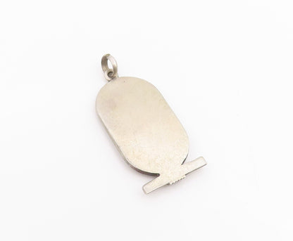 925 Sterling Silver Vintage Pendant MIDDLE EAST Carved Egyptian Scarab  PT25947