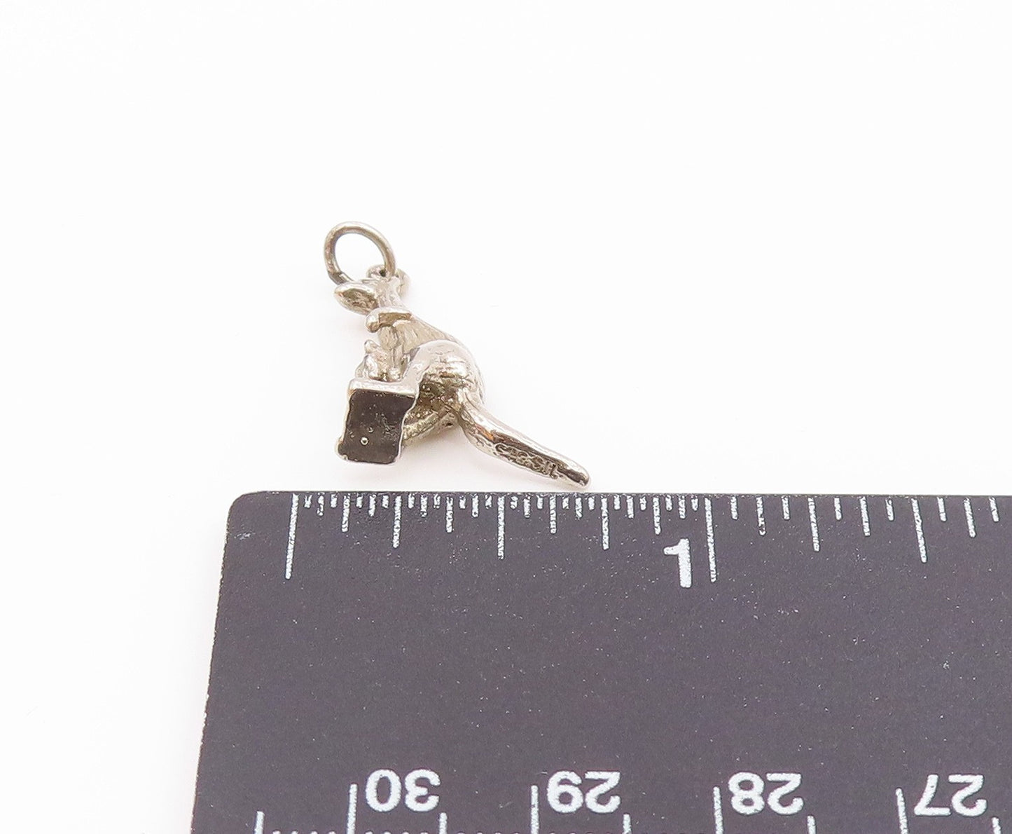 925 Sterling Silver Vintage Kangaroo With Baby In Pouch Charm Pendant PT21734