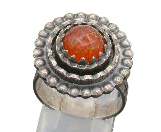 925 Sterling Silver  Vintage Carnelian Modernist Cocktail Ring Sz 7.5  RG20648