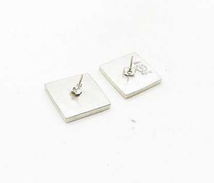 MEXICO 925 Sterling Silver  Vintage Black Onyx Square Drop Earrings  EG4863