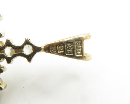 925 Silver  Shiny Cubic Zirconia Gold Plated Religious Cross Pendant  PT14439