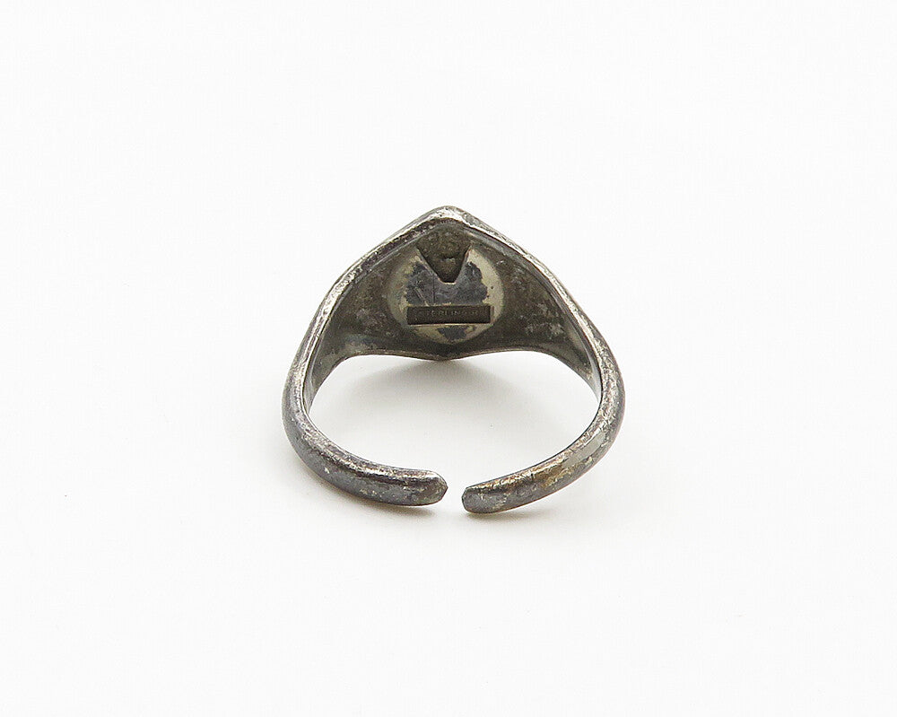 925 Silver  Vintage Antique Boy Scouts America Cubs Band Ring Sz 5.5  RG18498