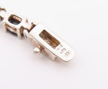 925 Sterling Silver  Vintage Sapphire XO Hugs & Kisses Chain Bracelet  BT8604