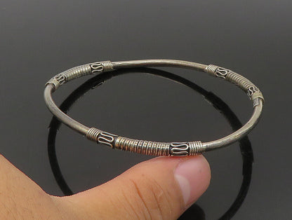 BALI 925 Sterling Silver Vintage Swirl Wire Wrapped Bangle Bracelet BT1196