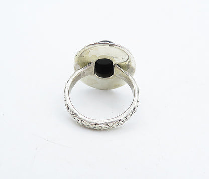 925 Sterling Silver  Vintage Cabochon Black Onyx Cocktail Ring Sz 5.5  RG4524