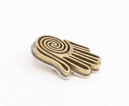 925 Sterling Silver Vintage Brooch Pin CAROLYN POLLACK Spiral Hamsa Hand BP12179