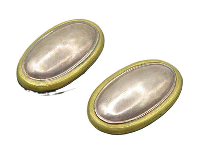 MEXICO 925 Sterling Silver  Vintage Two Tone Non Pierce Drop Earrings  EG7535