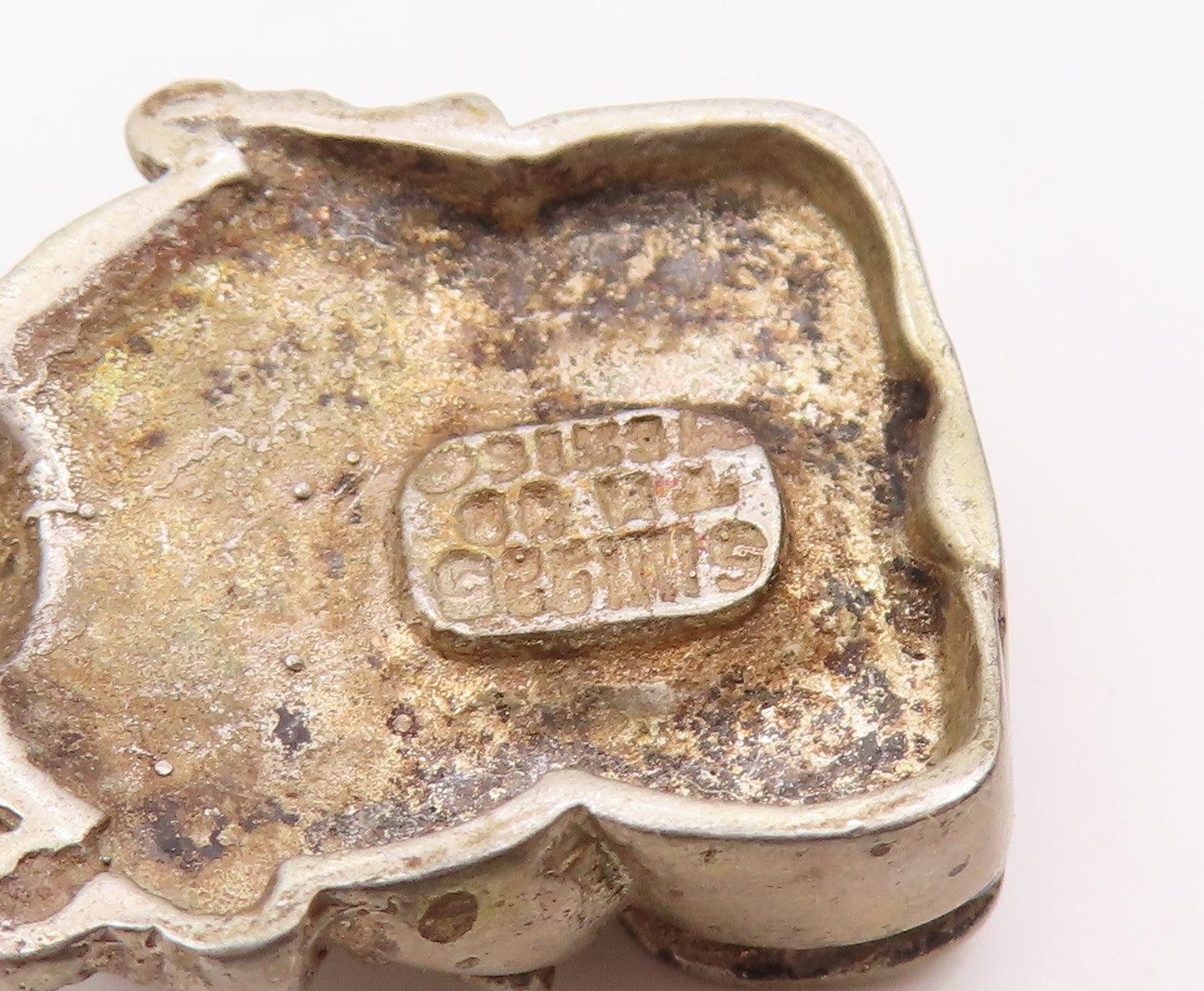 MEXICO 925 Sterling Silver  Vintage Dark Tone Sitting Old Lady Pendant  PT7857